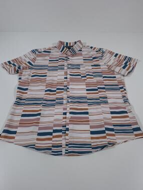 Mizzen+Main Leeward Shirt Mens XL Multicolor Stripe S/S Button Up Stretch